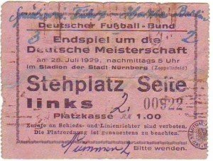 Endspielticket zur Deutschen Meisterschaft 1929